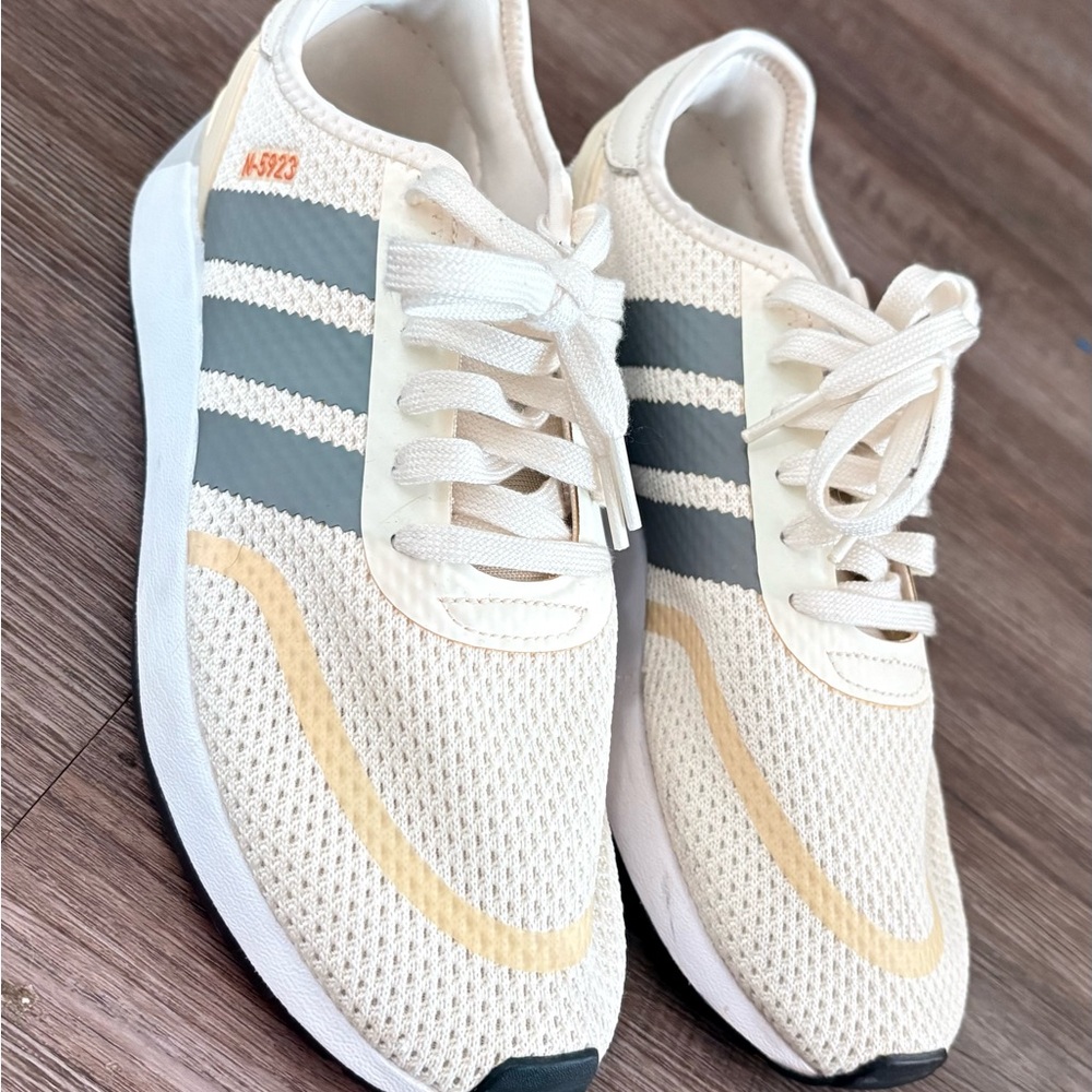 Adidas Cream and Gray Athletic Shoes